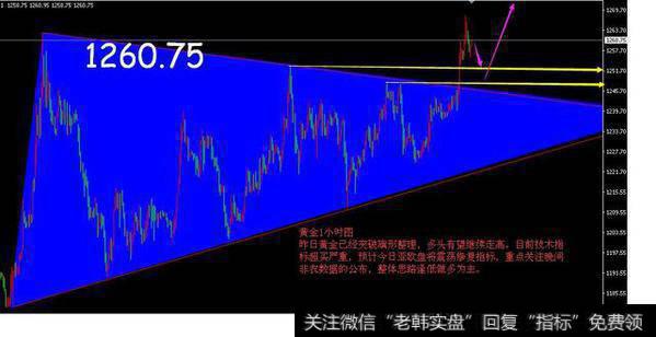 鸿富金泰：黄金破位旗形整理，后市目标1300