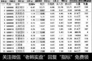 在报价分析界面中选中某一只股票，如股票代码为600004的一只股票，选中该只股票后会在股票的下方显示一条直线。