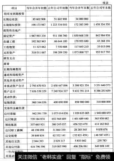 ABC电器股份有限公司的资产负债表（续）