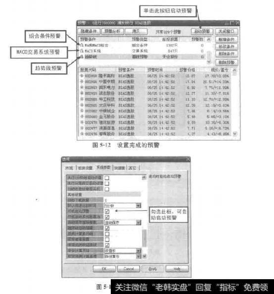 图5-12设置完成的预警  图5-13自动启动预警