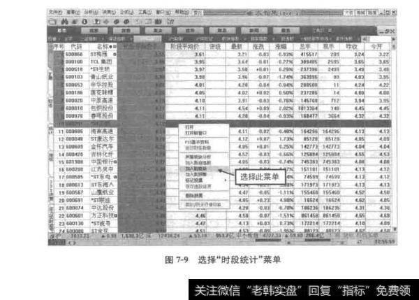 图7-9选择“时段统计”菜单