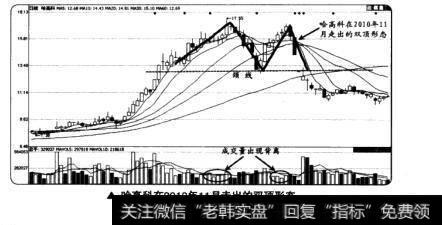 哈高科在2010年11月走出的双顶形态