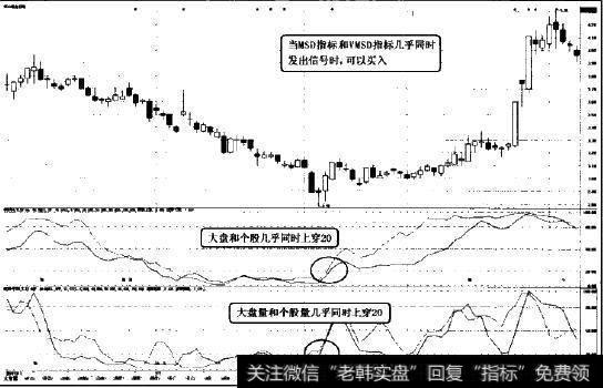 MSD指标和VMSD指标综合运用的第一条买入法则图示