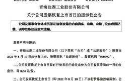 盐湖股份复牌首日开盘上涨344% 总市值超2100亿